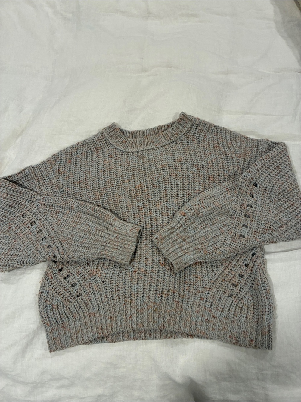 Textured Crewneck Sweater in Speckled Taupe